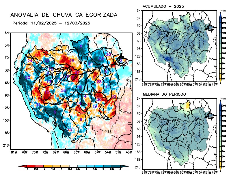 Anomalia de precipitação na Bacia Amazônica