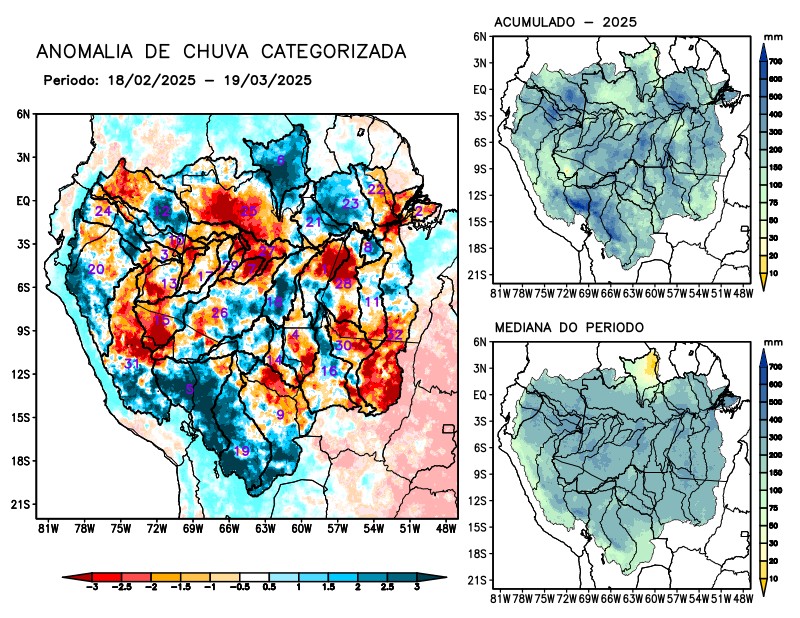 Anomalia de precipitação na Bacia Amazônica