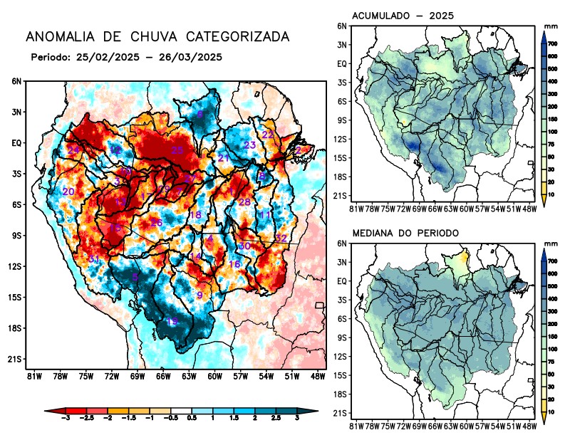 Anomalia de precipitação na Bacia Amazônica