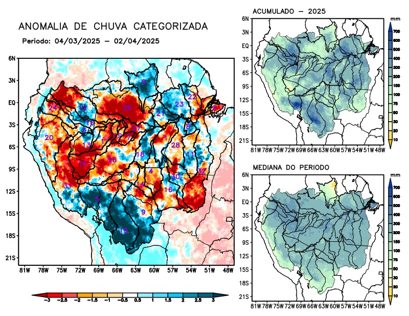 Anomalia de precipitação na Bacia Amazônica