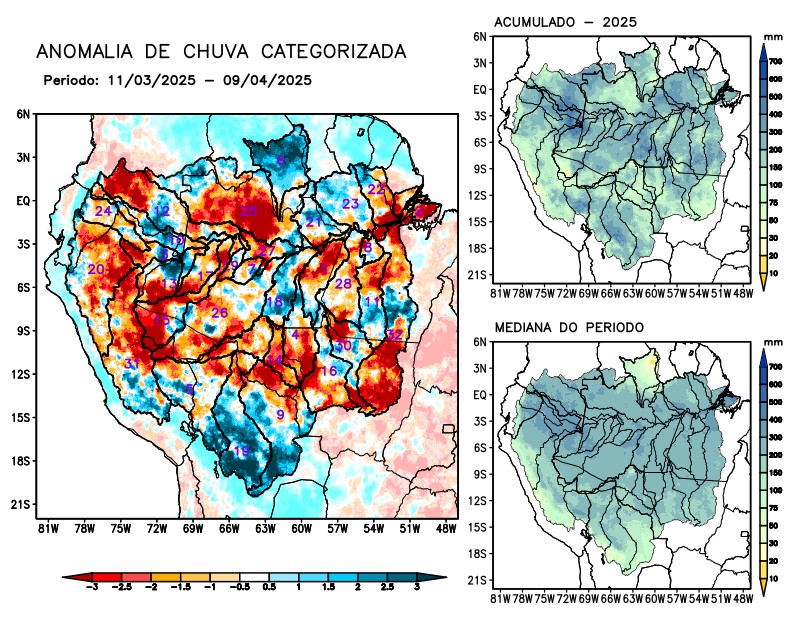Anomalia de precipitação na Bacia Amazônica