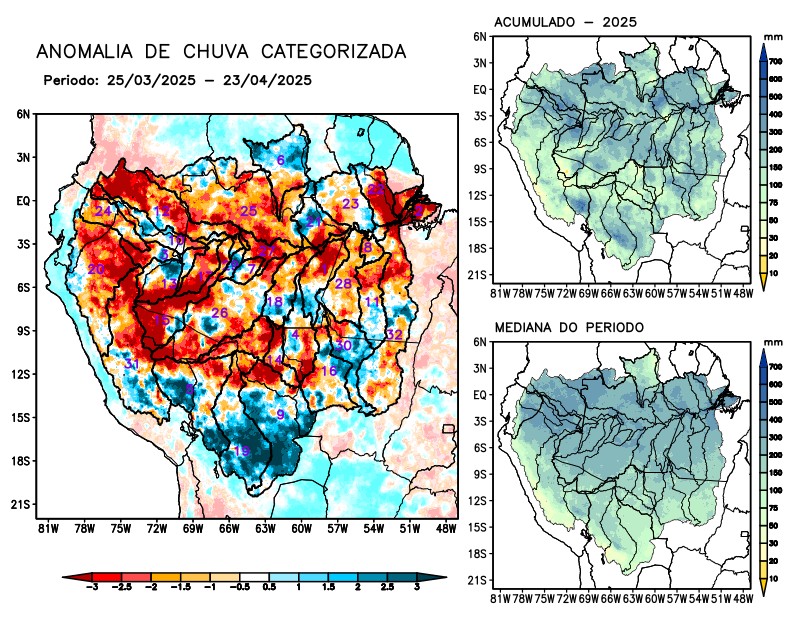 Anomalia de precipitação na Bacia Amazônica