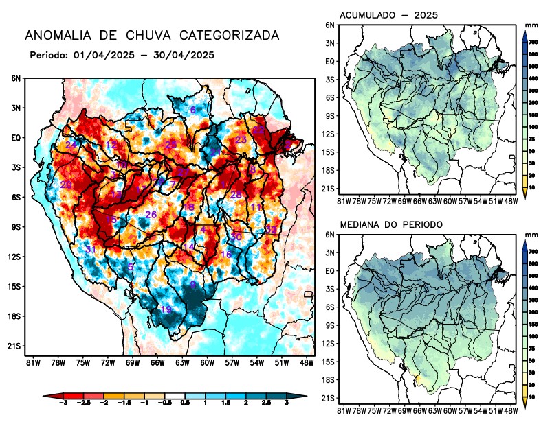 Anomalia de precipitação na Bacia Amazônica