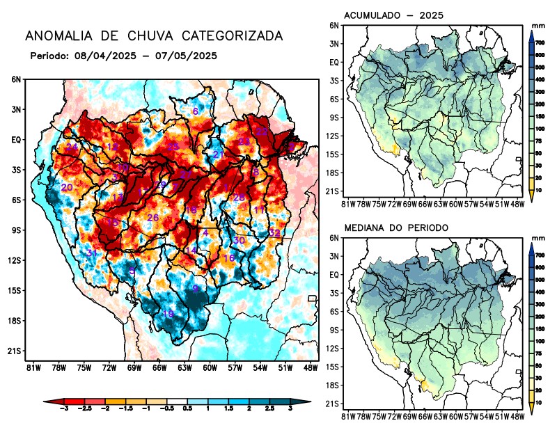 Anomalia de precipitação na Bacia Amazônica