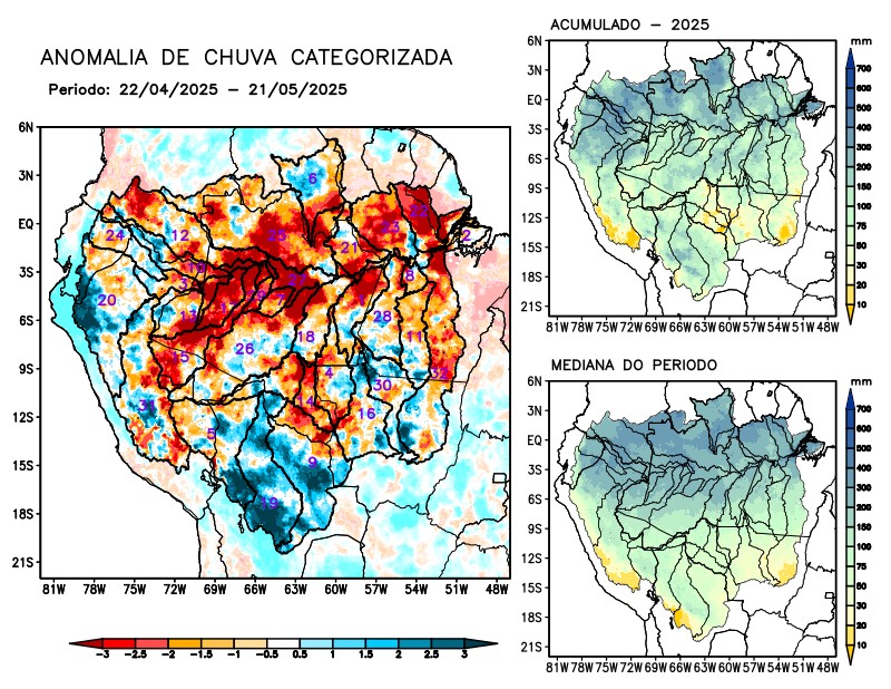 Anomalia de precipitação na Bacia Amazônica