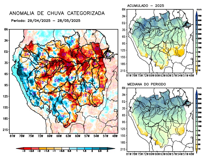 Anomalia de precipitação na Bacia Amazônica