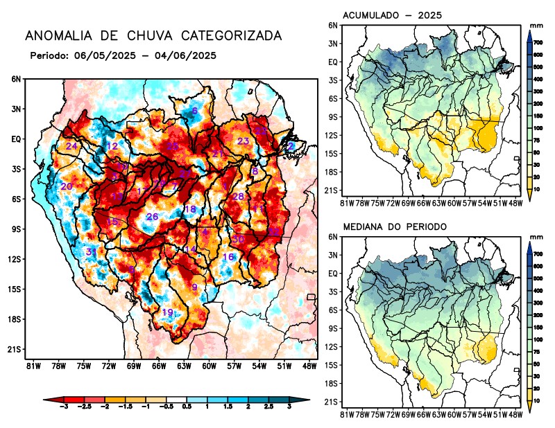 Anomalia de precipitação na Bacia Amazônica
