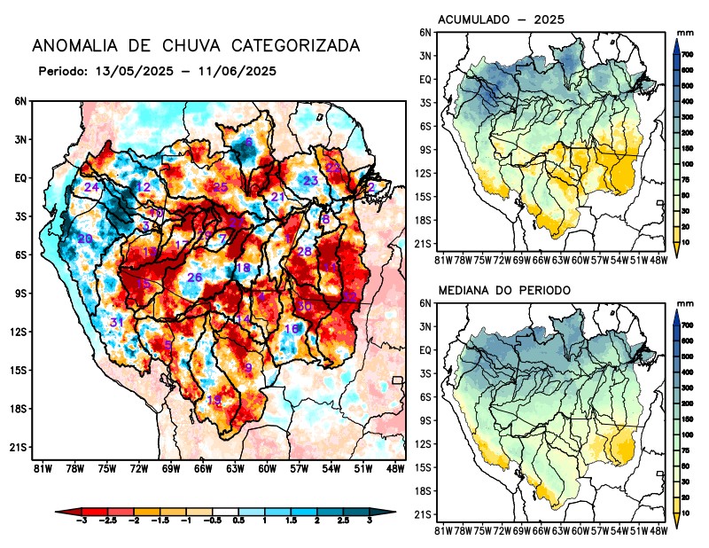 Anomalia de precipitação na Bacia Amazônica