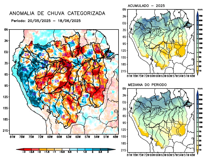 Anomalia de precipitação na Bacia Amazônica