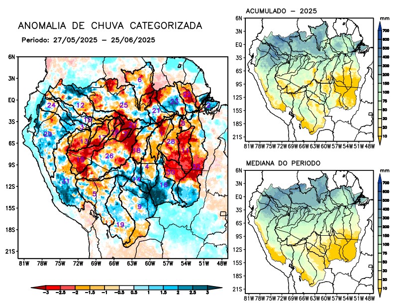 Anomalia de precipitação na Bacia Amazônica