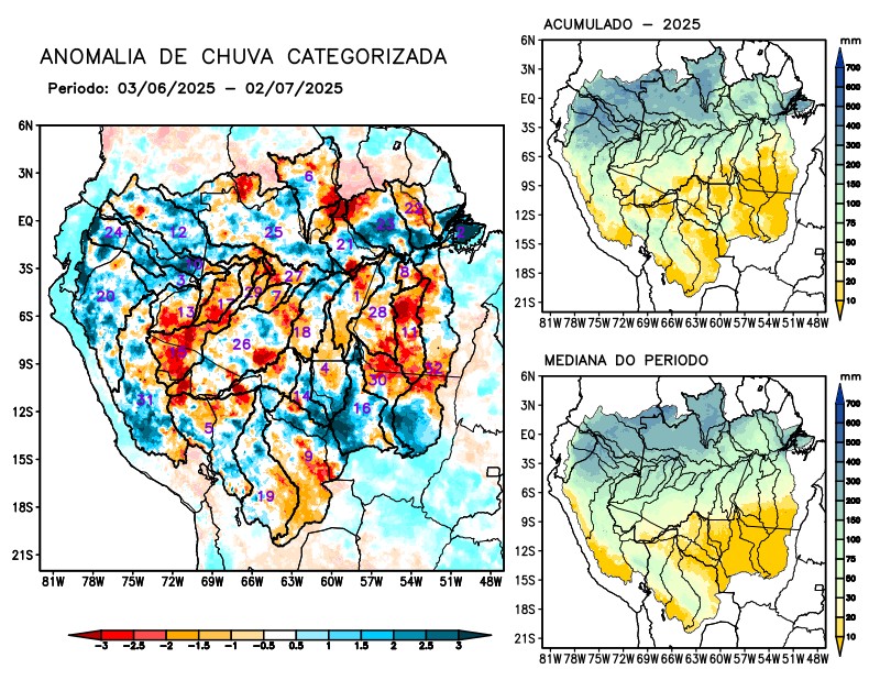 Anomalia de precipitação na Bacia Amazônica