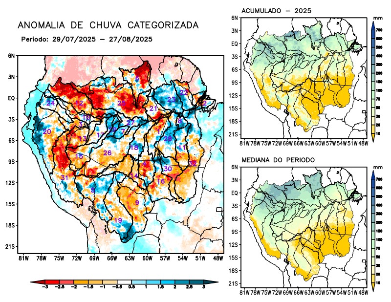 Anomalia de precipitação na Bacia Amazônica