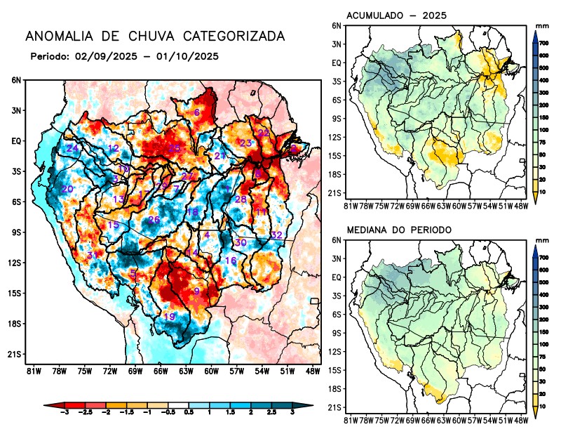 Anomalia de precipitação na Bacia Amazônica