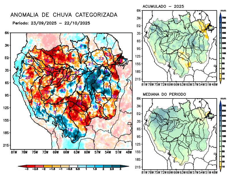 Anomalia de precipitação na Bacia Amazônica