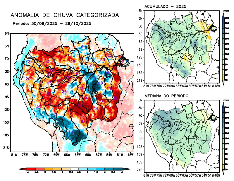 Anomalia de precipitação na Bacia Amazônica