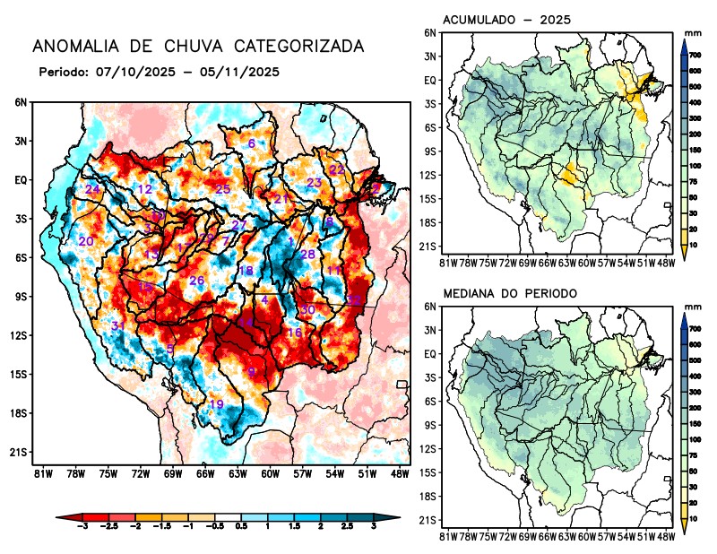 Anomalia de precipitação na Bacia Amazônica