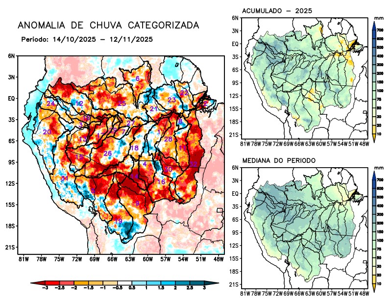 Anomalia de precipitação na Bacia Amazônica