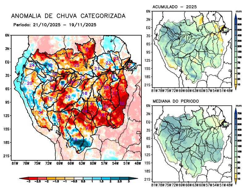 Anomalia de precipitação na Bacia Amazônica