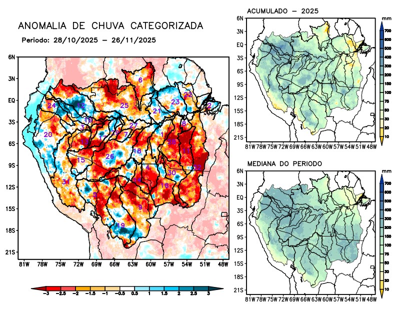 Anomalia de precipitação na Bacia Amazônica