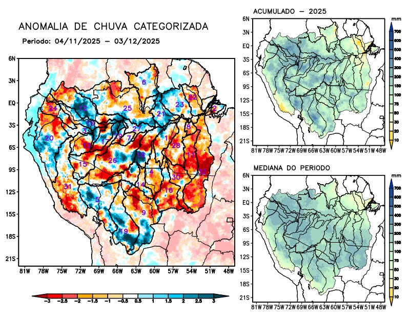 Anomalia de precipitação na Bacia Amazônica