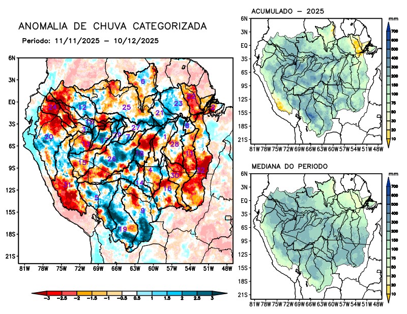 Anomalia de precipitação na Bacia Amazônica