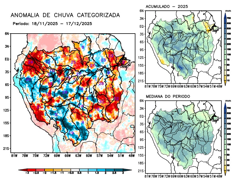 Anomalia de precipitação na Bacia Amazônica