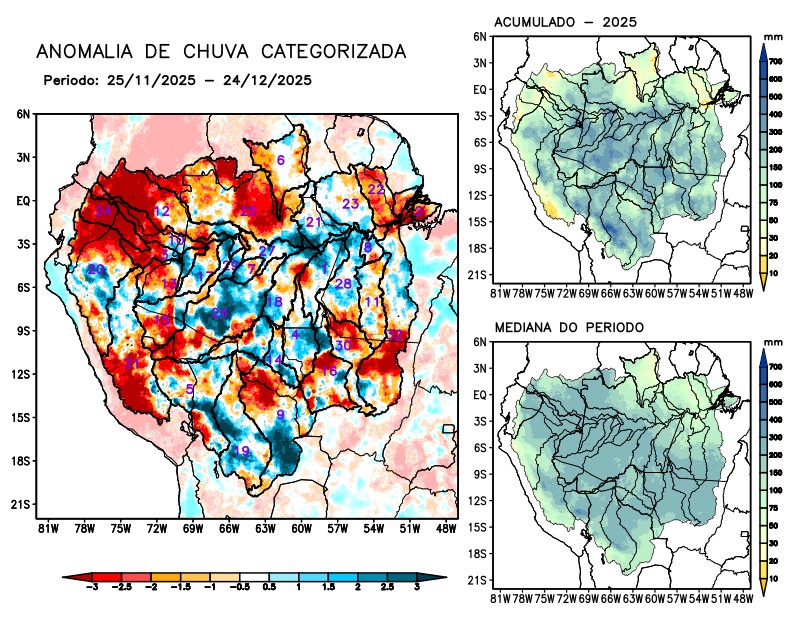 Anomalia de precipitação na Bacia Amazônica