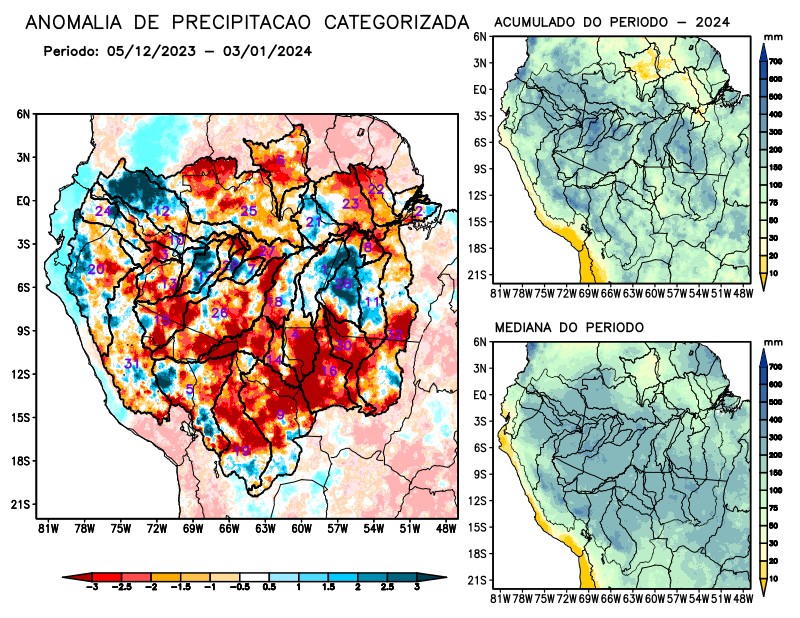Anomalia de precipitação na Bacia Amazônica