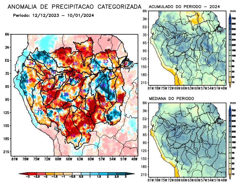 Anomalia de precipitação na Bacia Amazônica