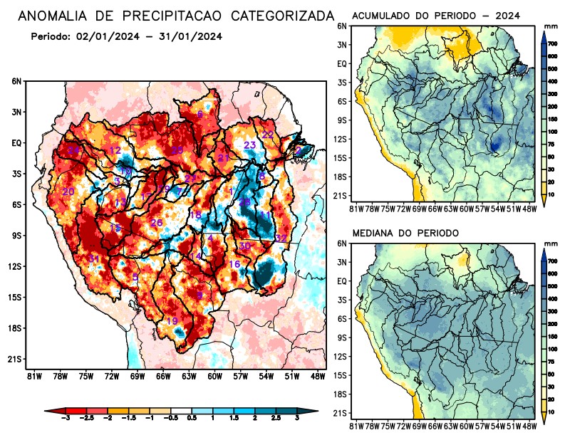 Anomalia de precipitação na Bacia Amazônica