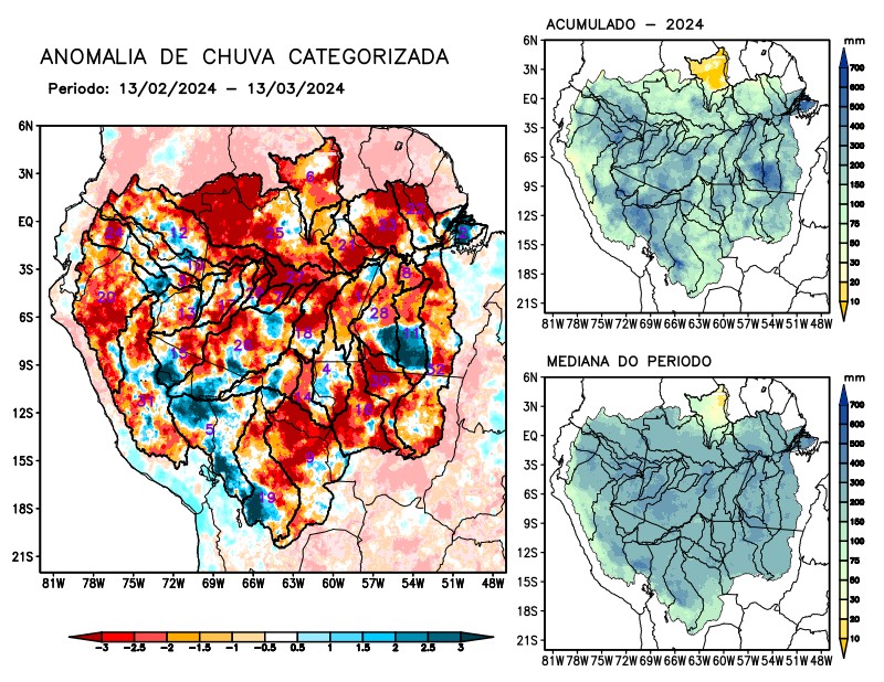 Anomalia de precipitação na Bacia Amazônica
