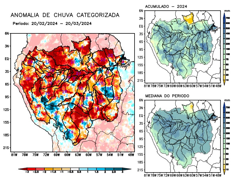 Anomalia de precipitação na Bacia Amazônica