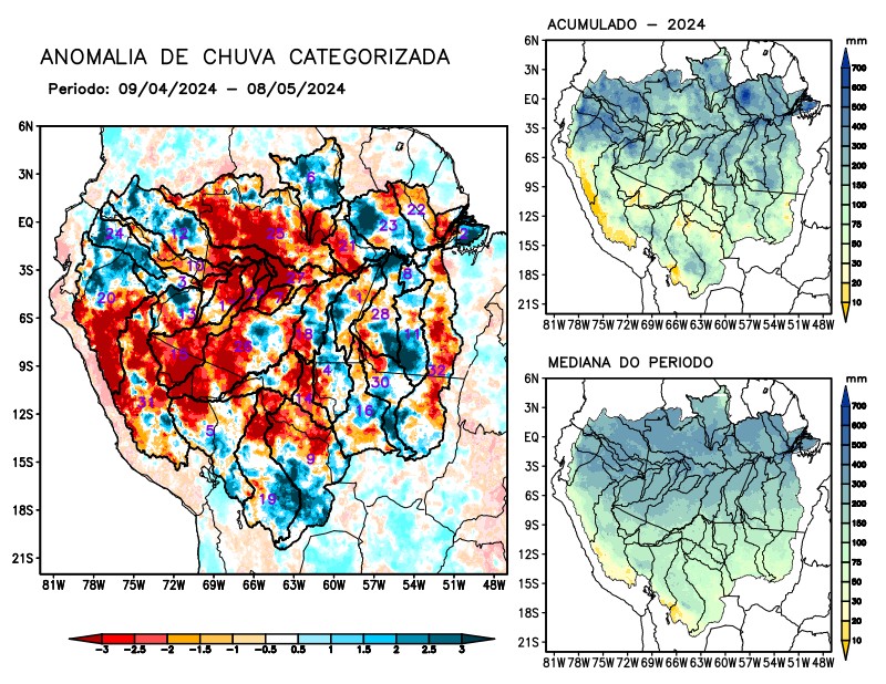 Anomalia de precipitação na Bacia Amazônica