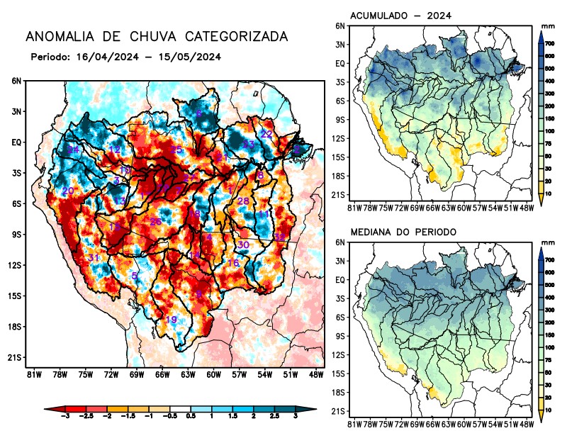 Anomalia de precipitação na Bacia Amazônica