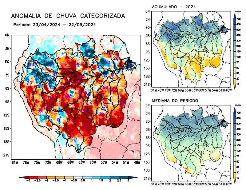 Anomalia de precipitação na Bacia Amazônica