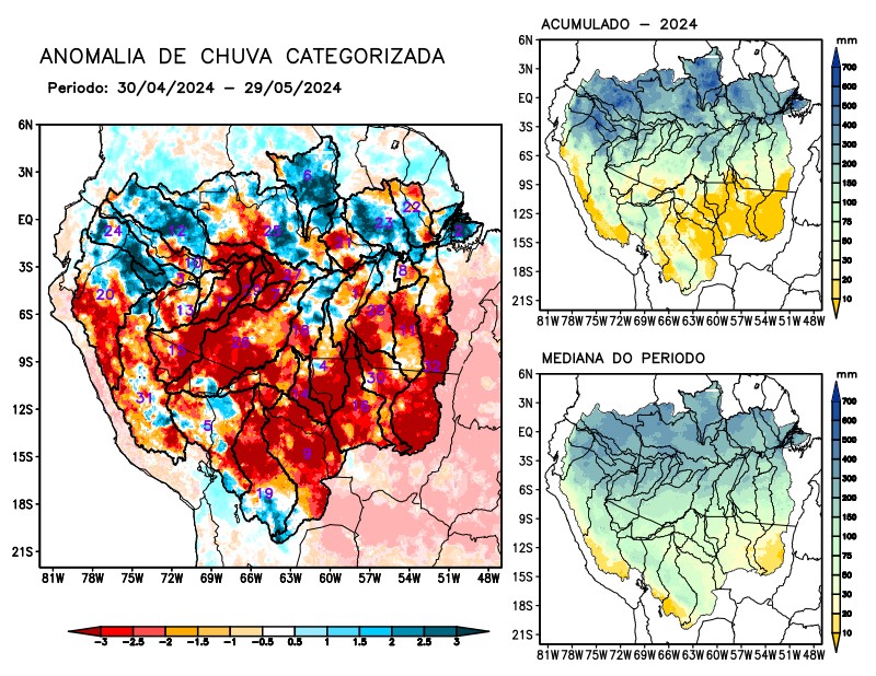 Anomalia de precipitação na Bacia Amazônica