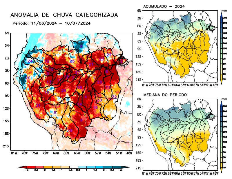 Anomalia de precipitação na Bacia Amazônica