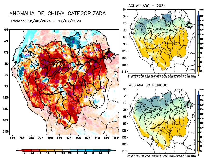 Anomalia de precipitação na Bacia Amazônica