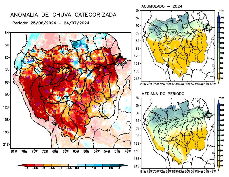 Anomalia de precipitação na Bacia Amazônica