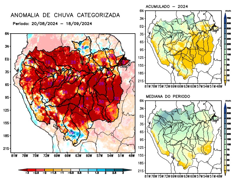 Anomalia de precipitação na Bacia Amazônica