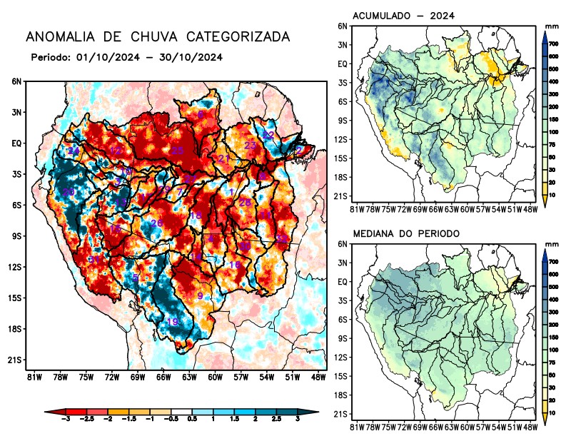 Anomalia de precipitação na Bacia Amazônica
