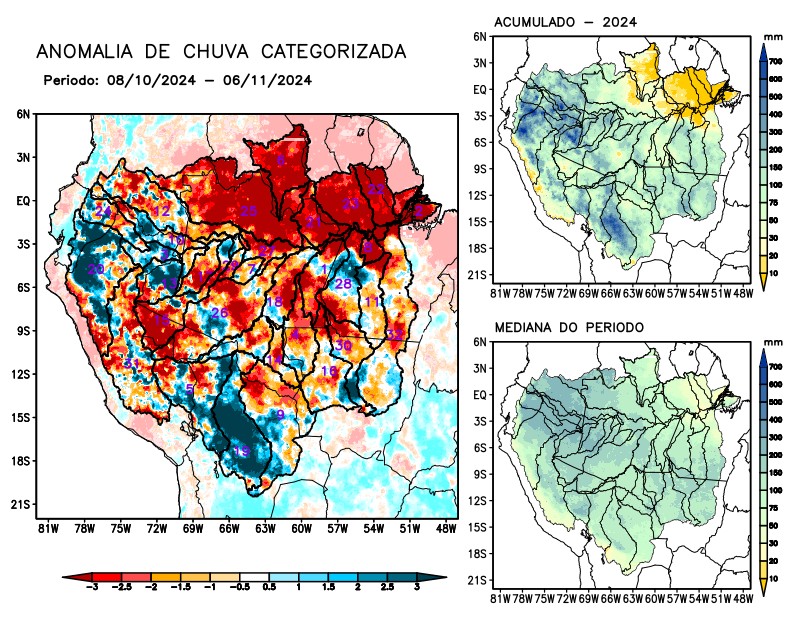 Anomalia de precipitação na Bacia Amazônica