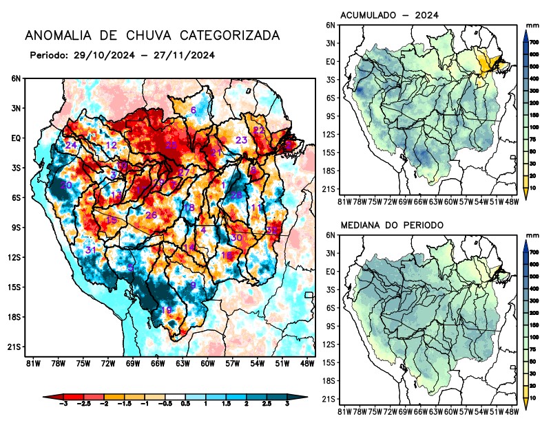 Anomalia de precipitação na Bacia Amazônica
