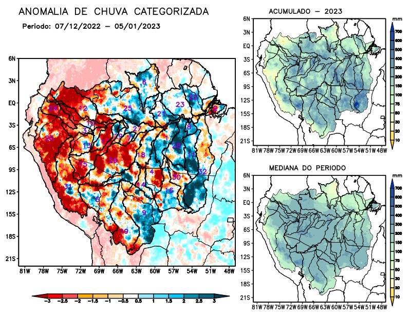 Anomalia de precipitação na Bacia Amazônica