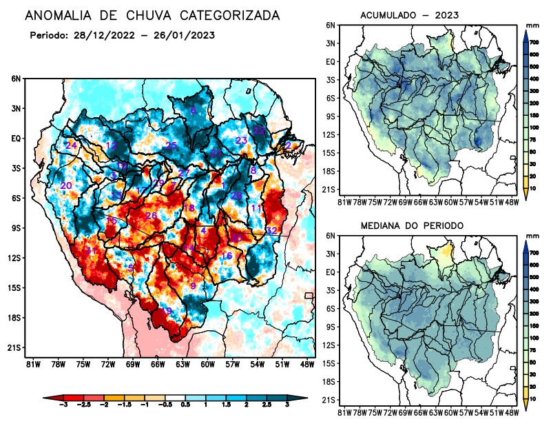 Anomalia de precipitação na Bacia Amazônica