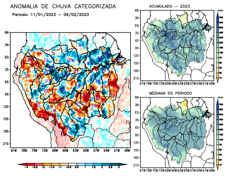 Anomalia de precipitação na Bacia Amazônica