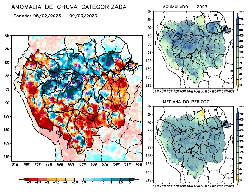 Anomalia de precipitação na Bacia Amazônica