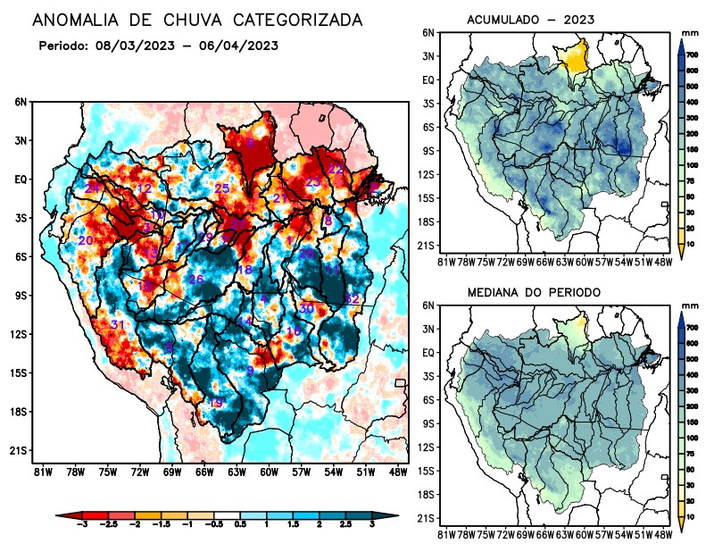 Anomalia de precipitação na Bacia Amazônica