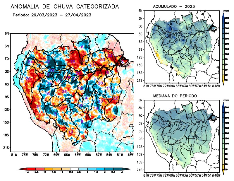Anomalia de precipitação na Bacia Amazônica