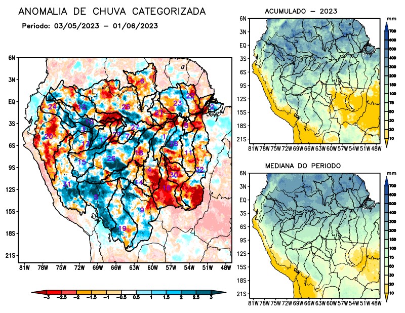 Anomalia de precipitação na Bacia Amazônica